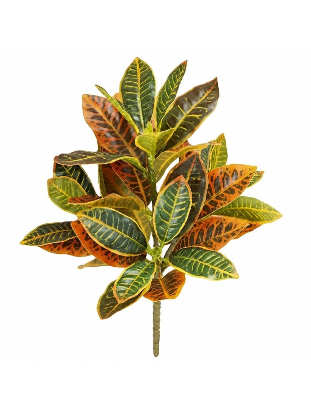 Artificial Croton Plant 13 Inch Real Touch Fall Foliage Wired Stem Faux Autumn G